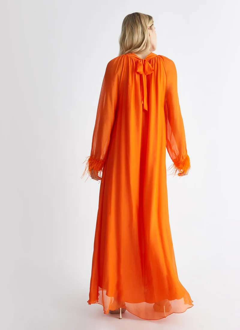 Liu Jo Silk dress with feathered detailing