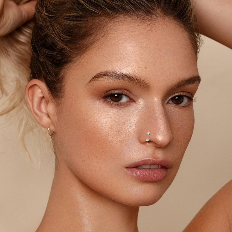 ONESING ONEISNG 18G Horseshoe Nose Ring Stianless Steel Threadless Nose Ring For Women Men Double Cubic Zirconia Half Nose Hoop Rings Horse Shoe Daith Tragus Earring Lip Septum Rings Helix Piercing Jewelry 7mm/8mm - Image 5