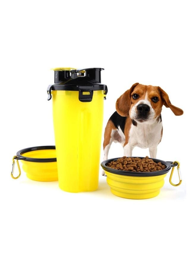 Generic Portable Water Bottle With Dispenser Bowl Yellow/Black  - Image 4