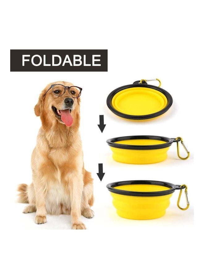 Generic Portable Water Bottle With Dispenser Bowl Yellow/Black  - Image 3