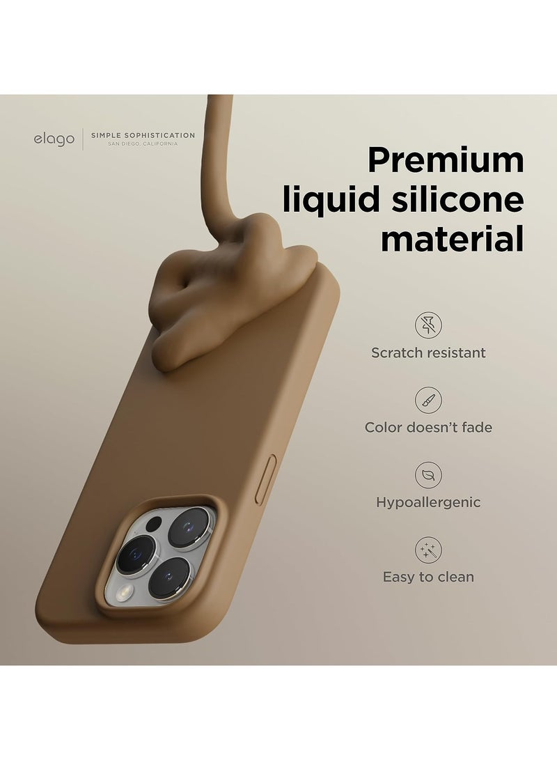 Silicone Case Compatible with iPhone 15 Pro Max, Slim Liquid Silicone Phone Case with Soft Rubber Overlays, Shockproof Bumper with TPU Lining (Brown) - Image 5