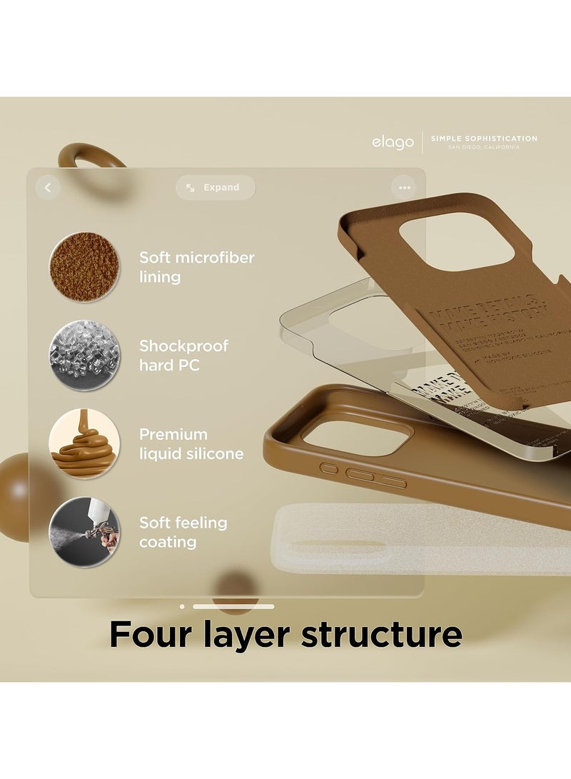 Silicone Case Compatible with iPhone 15 Pro Max, Slim Liquid Silicone Phone Case with Soft Rubber Overlays, Shockproof Bumper with TPU Lining (Brown) - Image 4