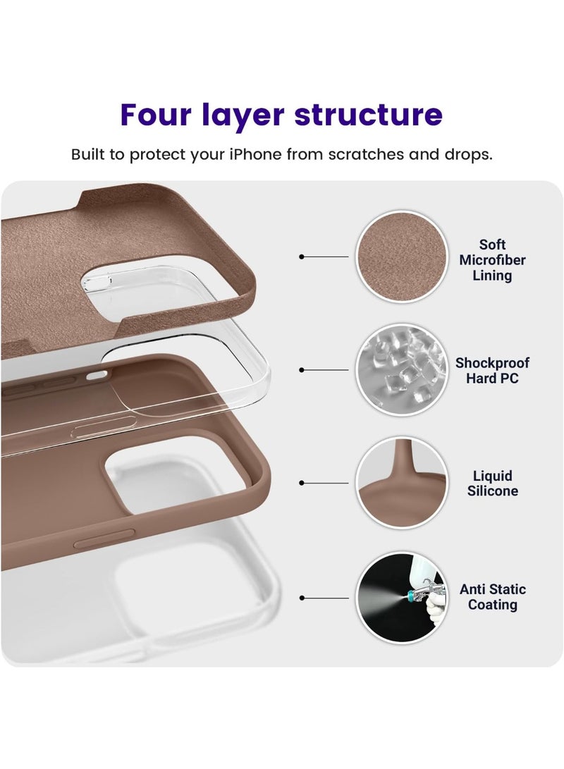 ACLIX Premium Liquid Silicone Case for iPhone 15 Pro Max Slim Fit, Soft Touch with Microfiber Lining & Enhanced Camera Protection - Durable & Anti-Fingerprint | Brown - Image 3