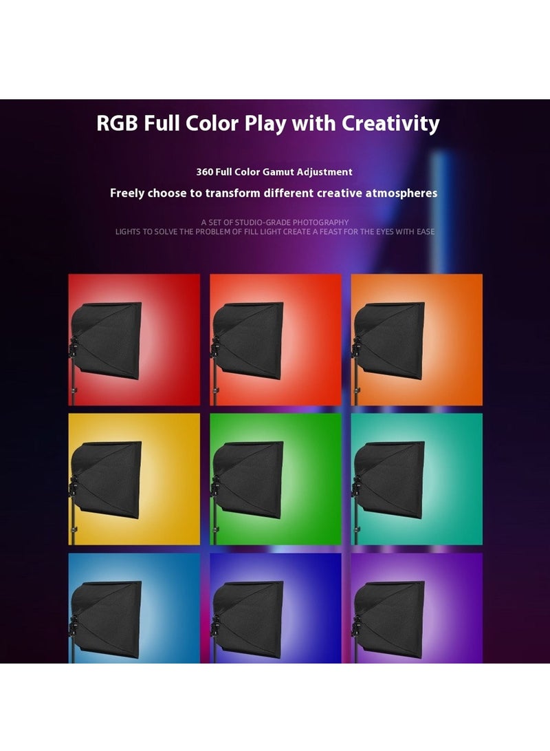 Glanfen Mini Portable Photography Lighting Kit, 150W RGB Bulbs with Remote, 50cm Octagonal SoftBoxes and Stand for Video Recording, Small Product Shooting - Image 4