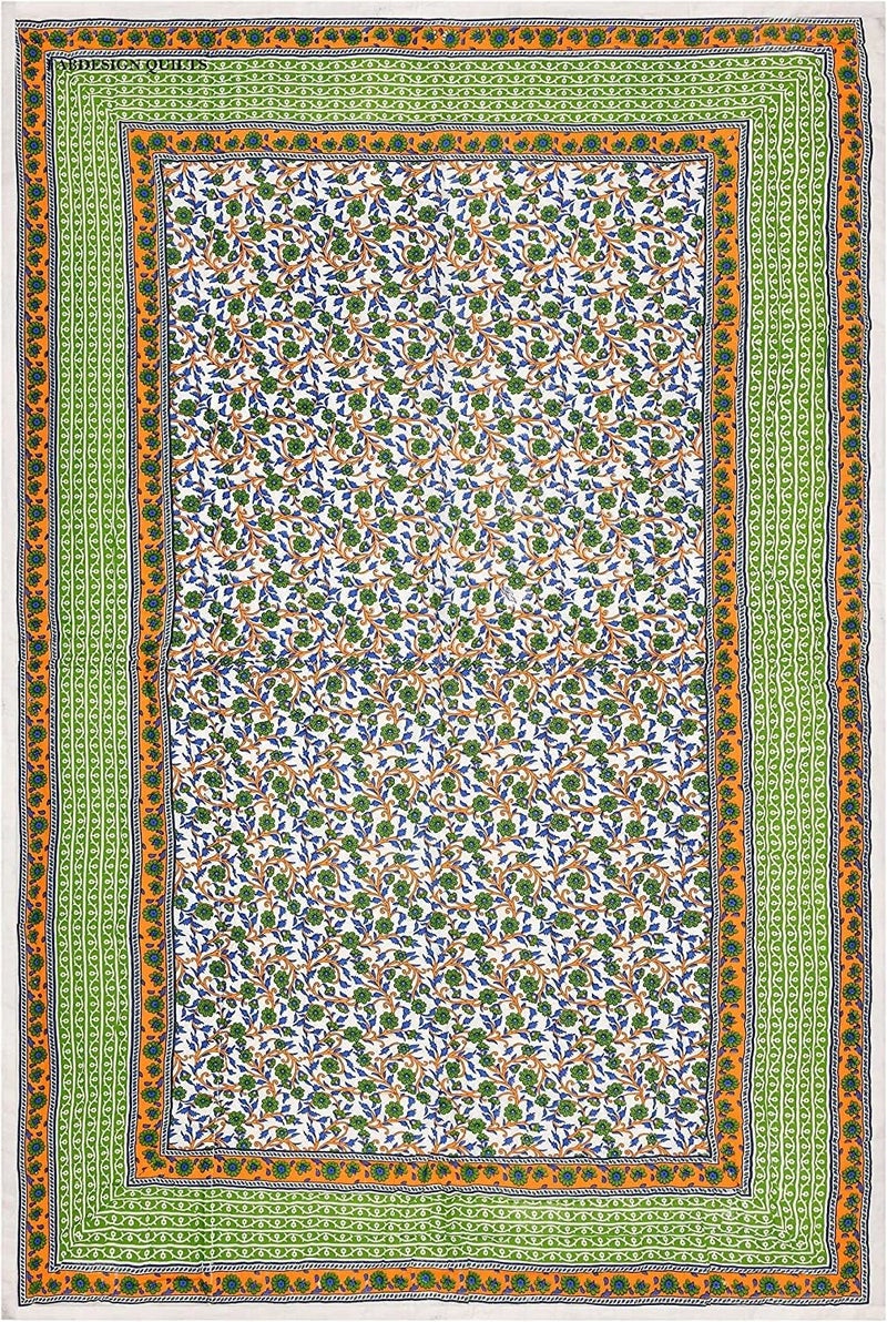 AARMOZY Cotton Reversible Single Bed Jaipuri Razai Jaipuri Blanket Ac Quilt for Winter Soft Rajasthani Traditional Razzai Green 55 x 85 inch - Image 4