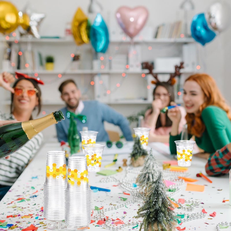 Funnymoom 60 Pcs Bee Party Plastic Cups 16 oz Honey Disposable Clear Drinking Cups for Bee Theme Party Baby Shower Birthday Supplies Decoration - Image 3