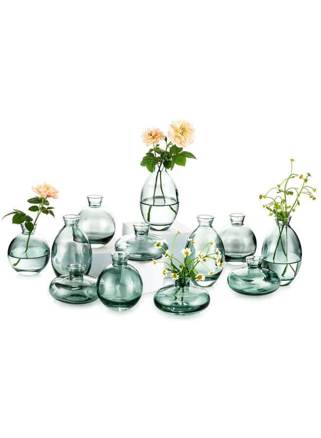 12pcs Glass Bud Vase Set, Small Flower Vases for Centerpieces in Bulk, Mini Vintage Vase for Wedding, Home,Table Decoration - Image 1