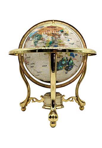 Unique Art Since 1996 14" Mother of Pearl GEMSTONE GLOBE with GOLD Stand - Image 2