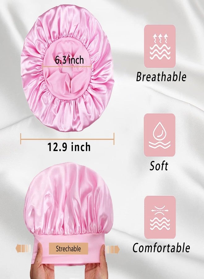 vidsel 2pcs Satin Bonnets for Women, Silk Hair Bonnet for Sleeping, Wide Soft Band Large Silky Sleep Cap for Curly Hair Braids - Image 4