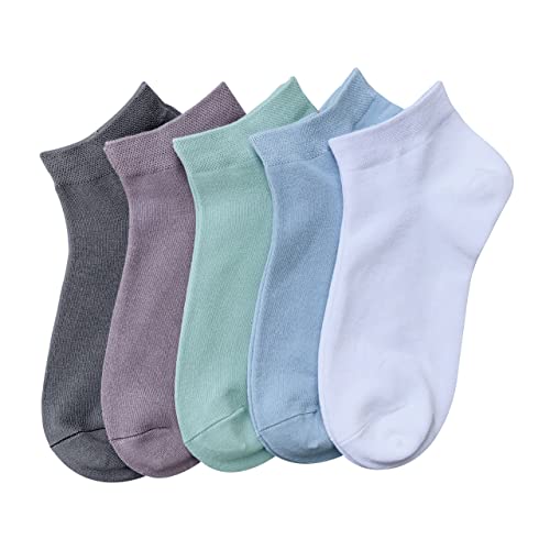 SERISIMPLE Women Viscose Bamboo Ankle Socks Low Cut Thin Sock Lightweight Pastal Color Soft Sock 5 Pairs(Assorted3, Large) - Image 1