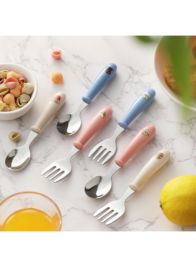 MONGSEW 6PCS Toddler Kids Utensils Silverware, MONGSEW Stainless Steel Toddler Baby Forks and Spoons, BPA Free, Dishwasher Safe (Food-Themed Design) - Image 5