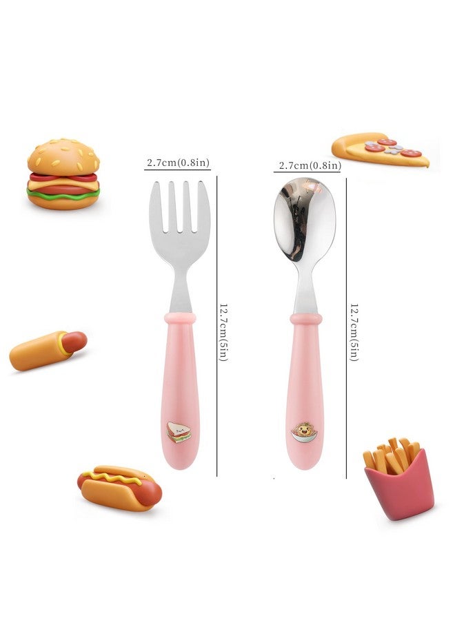 MONGSEW 6PCS Toddler Kids Utensils Silverware, MONGSEW Stainless Steel Toddler Baby Forks and Spoons, BPA Free, Dishwasher Safe (Food-Themed Design) - Image 2