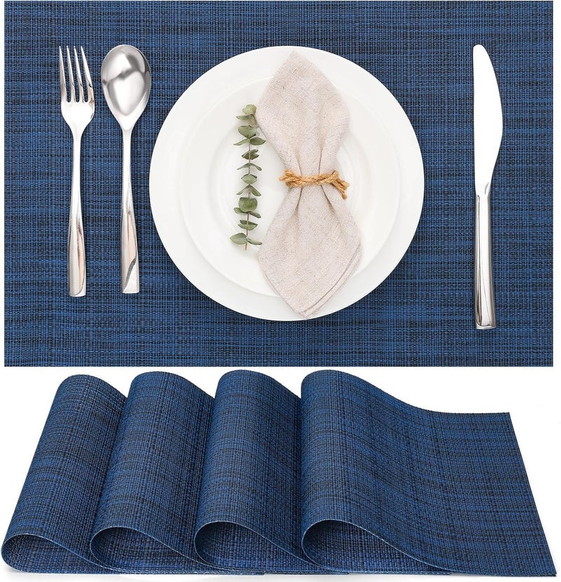 BS B&S Reversible Rectangular Knitted Placemat - Blue - Image 1