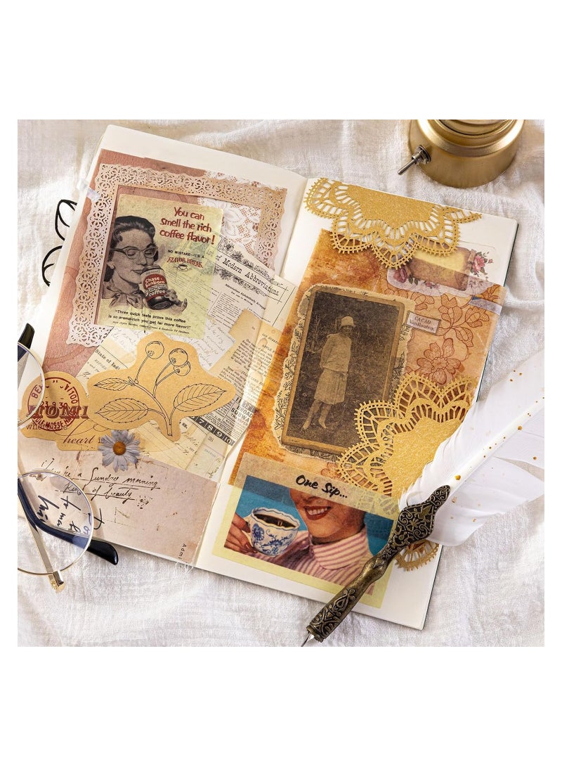 SYOSI 126 Pcs of Scrapbook Paper Vintage Journaling Scrapbooking Supplies Craft Kits for Bullet Journals Junk Journal Planners Aesthetic Room Decor Wall Art Collage Album Picture Frames - Image 2