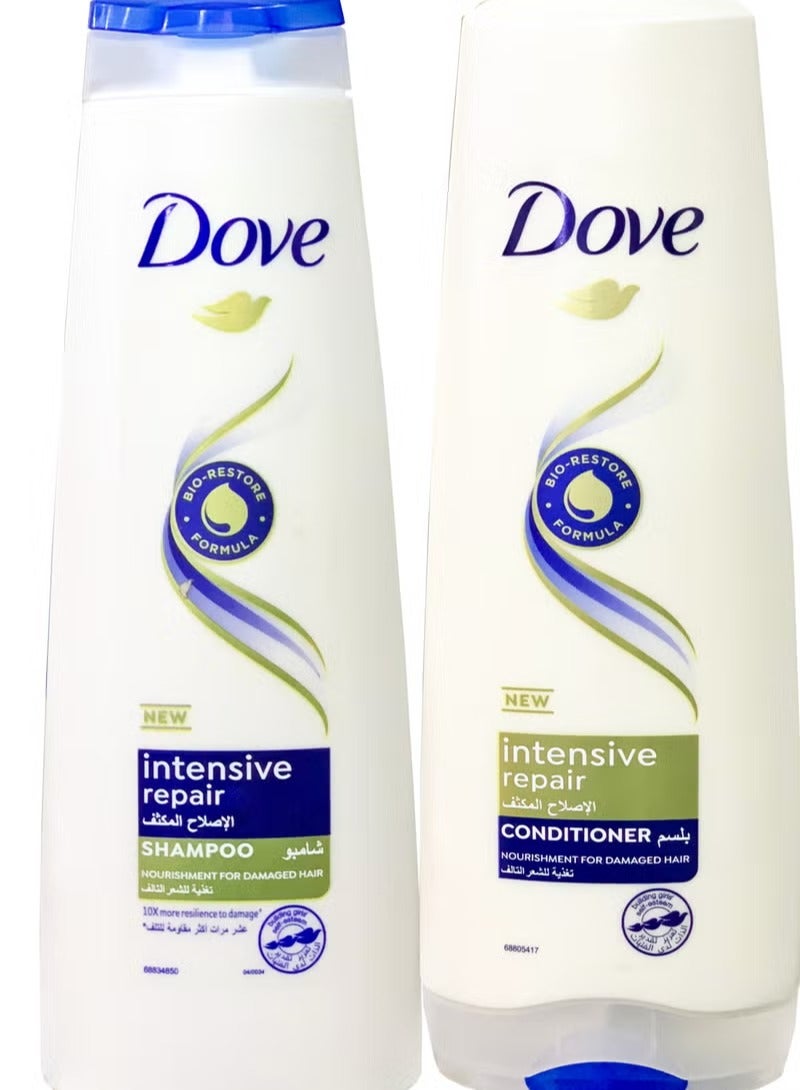Dove Shampoo Intensive Repair For Damaged Hair + Dove Conditioner Intensive Repair For Damaged Hair-700 Ml (Packaging may vary) - Image 1
