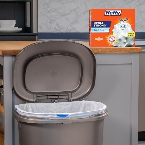 Hefty Ultra Strong 13 Gallon Trash Bags, Tall Kitchen Trash Bags 13 Gallon Size, Drawstring Closure, Continuous Odor Control, White, Unscented, 110 Bags - Image 2