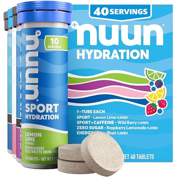 Nuun Hydration Electrolyte Tablets - Sodium, Potassium, Chloride, Calcium, Magnesium, 1g & 0g Sugar Drink Mix | Vegan, Gluten Free, Non-GMO | Complete Pack, Mixed Flavors, 4 Pack (40 Total Servings) - Image 1
