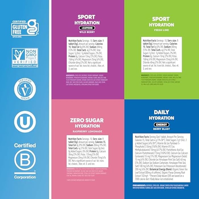 Nuun Hydration Electrolyte Tablets - Sodium, Potassium, Chloride, Calcium, Magnesium, 1g & 0g Sugar Drink Mix | Vegan, Gluten Free, Non-GMO | Complete Pack, Mixed Flavors, 4 Pack (40 Total Servings) - Image 5