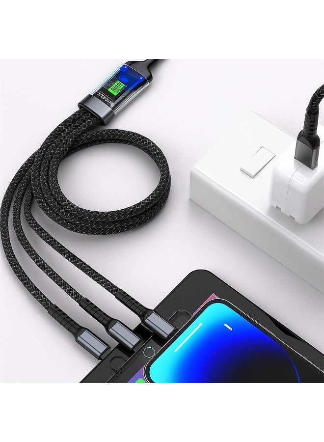 3-in-1 Fast Charging Cable – Charge Three Devices at Once – Durable Braided Design with Elegant LED Light – Compatible with All Smartphones - Image 2