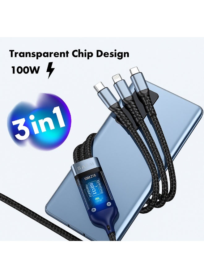 3-in-1 Fast Charging Cable – Charge Three Devices at Once – Durable Braided Design with Elegant LED Light – Compatible with All Smartphones - Image 3