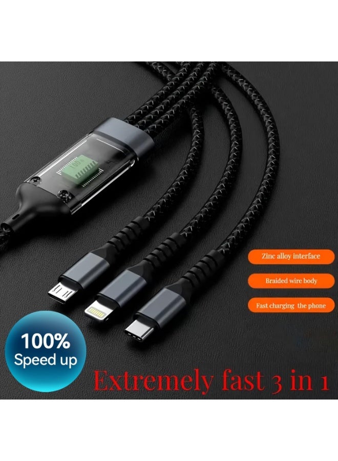 3-in-1 Fast Charging Cable – Charge Three Devices at Once – Durable Braided Design with Elegant LED Light – Compatible with All Smartphones - Image 4