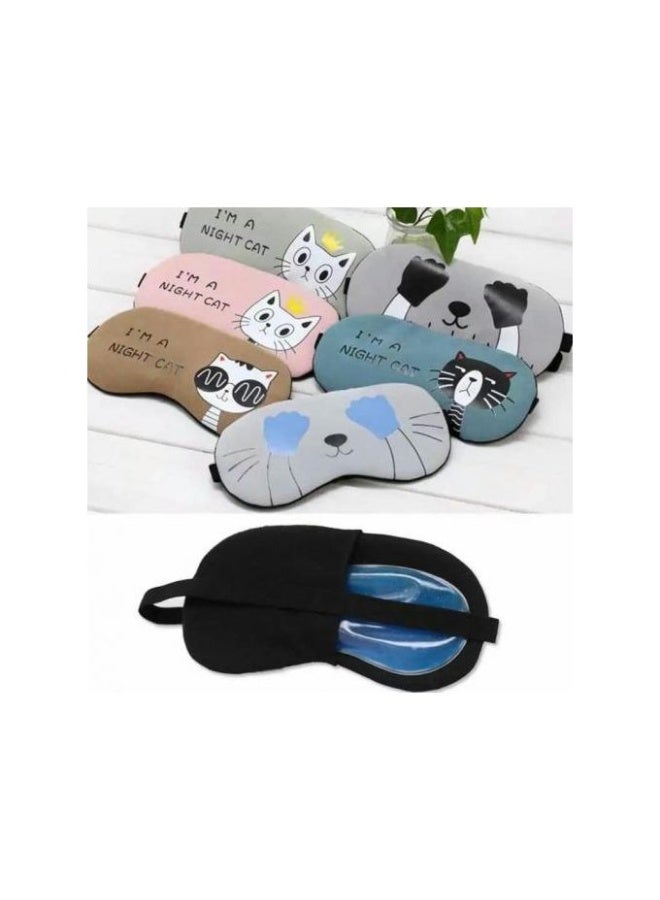 1 Piece Cute Sleep Blindfold Soft Fluffy Cover Eye Cover Shield for Travel Sleeping, Eye Mask with Gel Pack Gel Cold Pads & Cool (Assorted Design) - Image 1