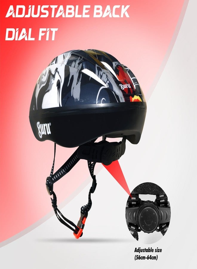 GURU Cycling Helmet, Light Weight with Superior Ventilation, Helmet for Mountain, Road Bike & Skating with Premium White EPS Foam Lining, Ideal for Adults and Kids (Black, Small) - Image 3