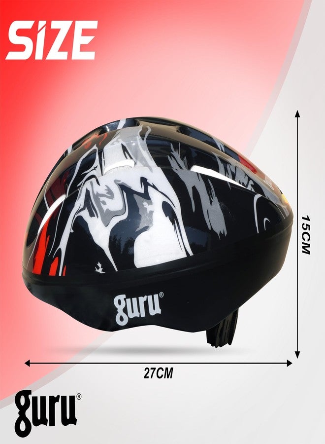 GURU Cycling Helmet, Light Weight with Superior Ventilation, Helmet for Mountain, Road Bike & Skating with Premium White EPS Foam Lining, Ideal for Adults and Kids (Black, Small) - Image 4