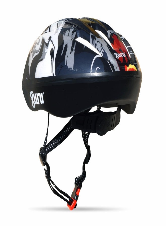 GURU Cycling Helmet, Light Weight with Superior Ventilation, Helmet for Mountain, Road Bike & Skating with Premium White EPS Foam Lining, Ideal for Adults and Kids (Black, Small) - Image 1