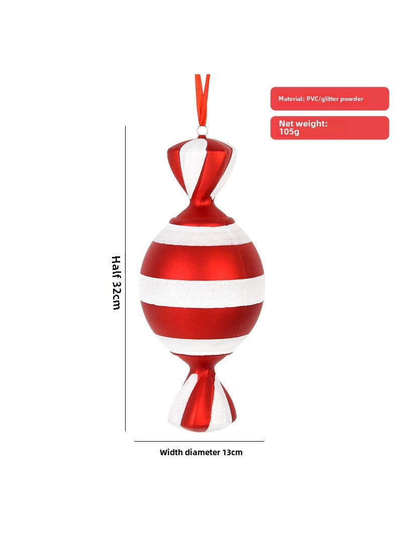 Christmas decoration 32CM electroplating painted candy photography props wedding beauty Chen pendant Christmas tree ornaments 32cm Oval Stripe Electroplated Candy (1) 