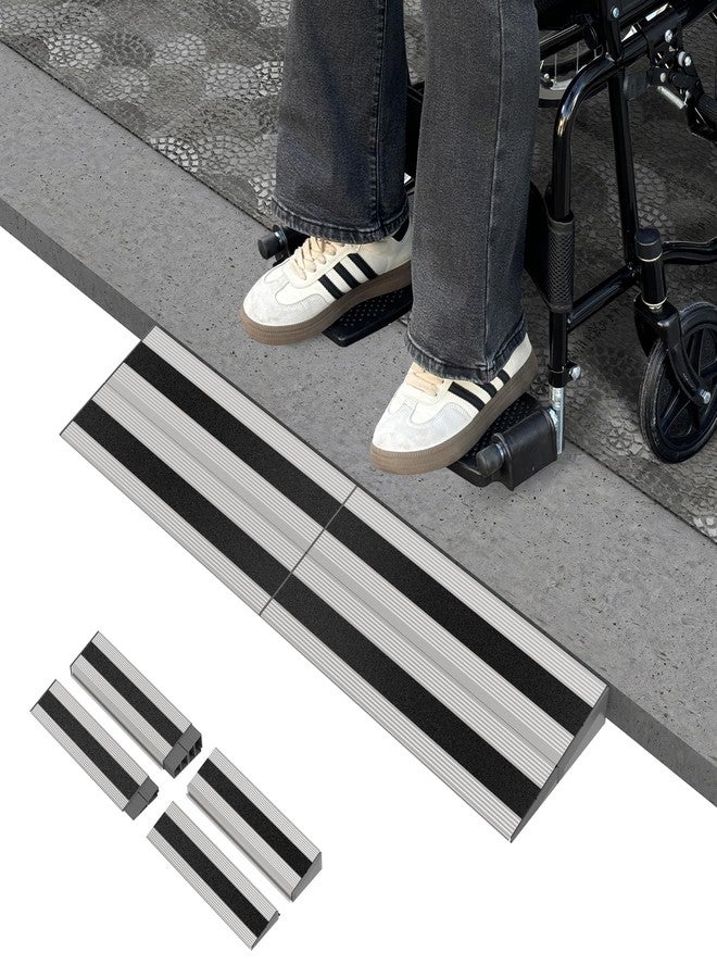 Nuvium 2" Rise Modular Threshold Ramp for Doorways, Stable Wheelchair Ramp for Home Steps, Aluminum Door Ramp and Curb Ramp for Scooters, Power Chairs, Cars, 1100LBS Load Capacity - Image 1