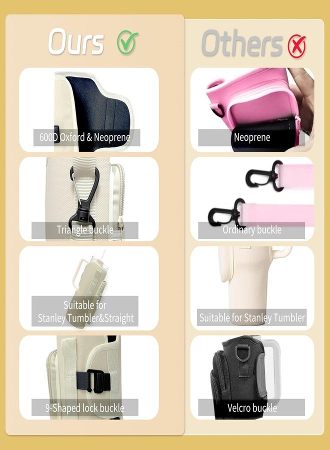 Doacpcr Water Bottle Carrier Bag with Phone Pocket for Stanley 40 oz Tumbler - Compatible with 40 oz Handle/Straight Tumbler, Water Bottle Sling Bag with Adjustable Strap，Stanley Cup Accessories (Pink) - Image 4