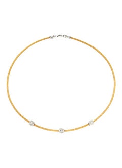 Two Tone 18K White Gold Stainless Steel and 0.14 TCW Diamond Station Necklace for Women One Size