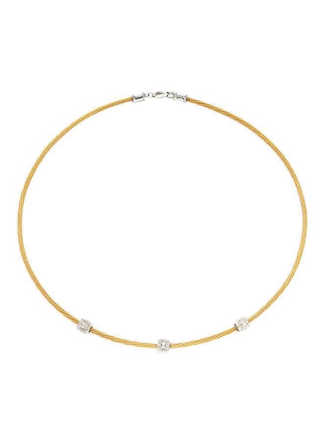 Alor - Two Tone 18K White Gold Stainless Steel and 0.14 TCW Diamond Station Necklace for Women One Size - Image 1
