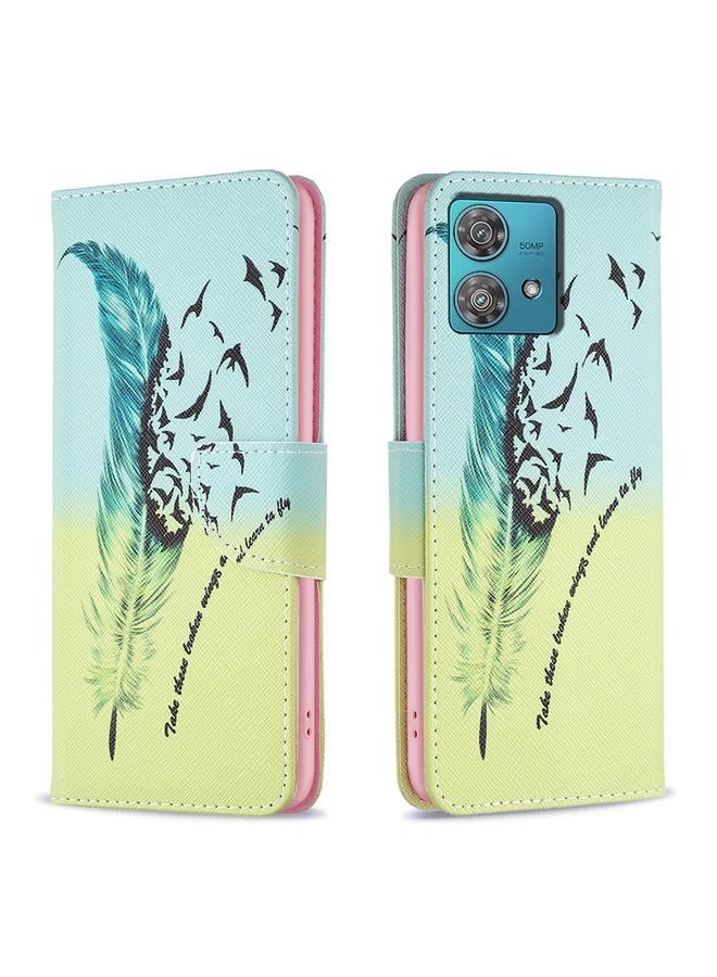S-TOP Case For Motorola Edge 40 Neo Colored Drawing Pattern Leather Phone Case - Image 1