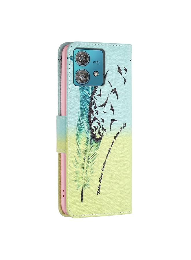 S-TOP Case For Motorola Edge 40 Neo Colored Drawing Pattern Leather Phone Case - Image 3