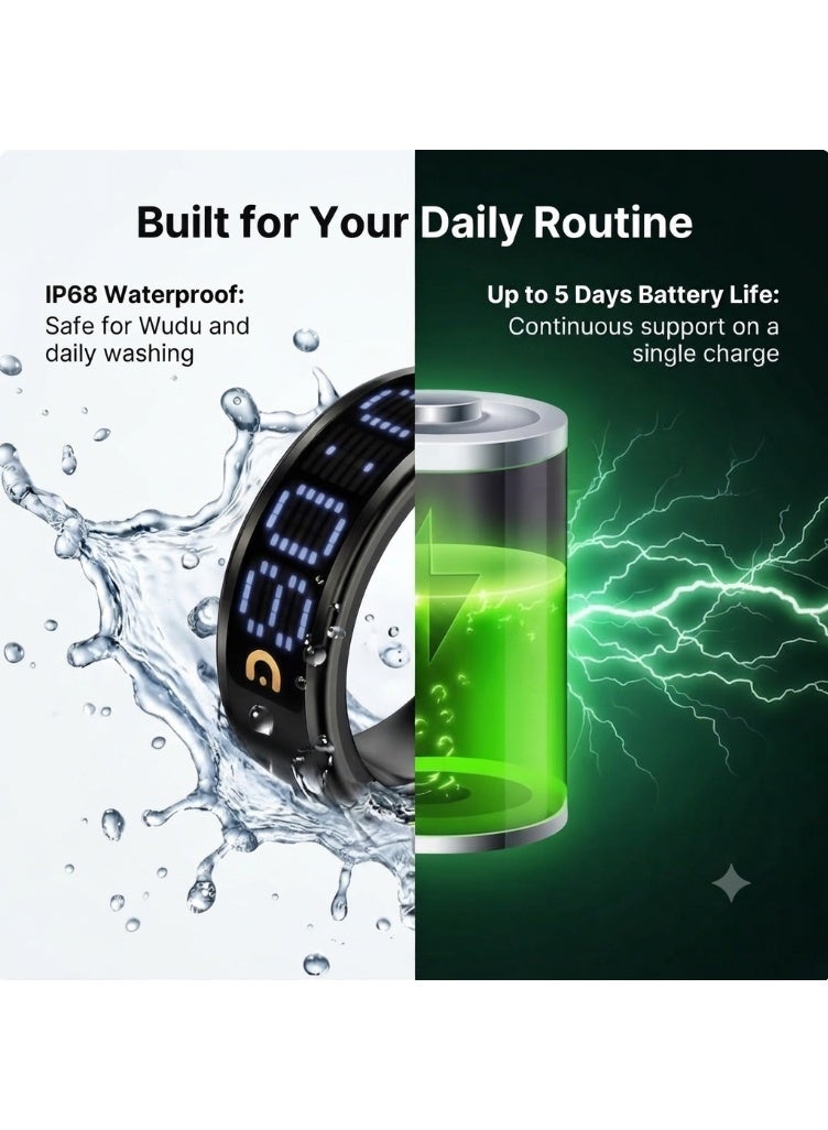 Smart Digital Zikr Counter And Prayer Reminder Ring | 18mm - Image 3