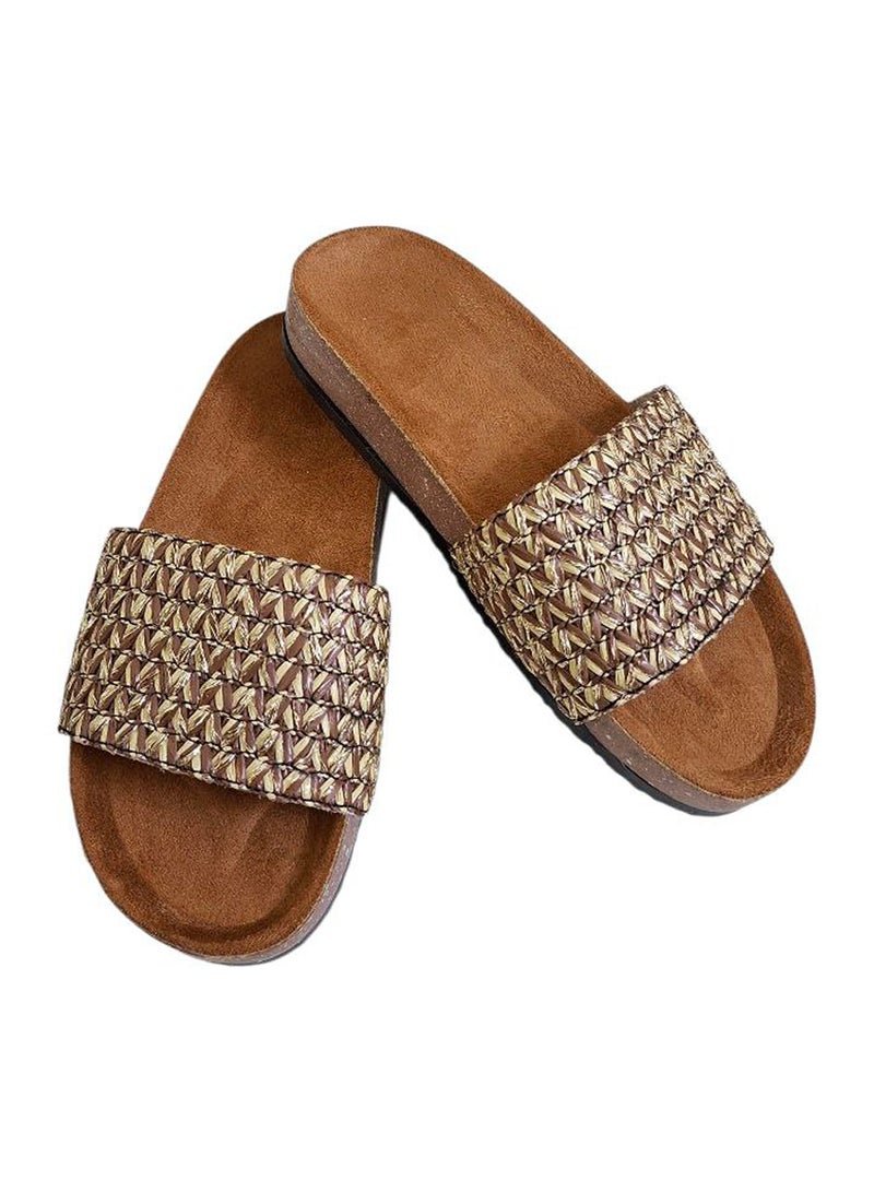 Karisma Cork And Latex Suede Lining Footbed, Soled Slippers Style With Simple Strap - Image 1