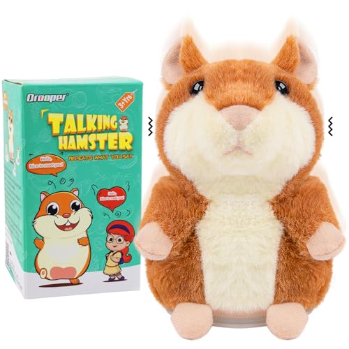 Qrooper Talking Hamster Toddler Stuffed Animal Toys for Boys Girls 2 3 4 5 6 Year Old Repeats What You Say Interactive Plush Sensory Companion Toy for Kids Easter Basket Stuffers Birthday Gifts - Image 1