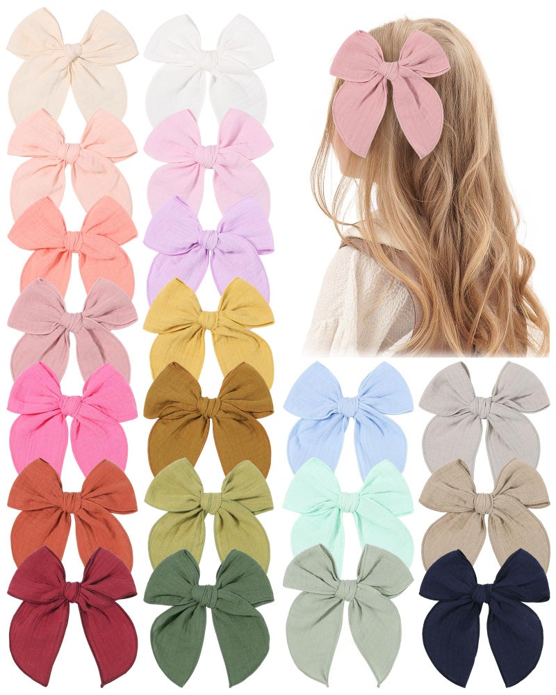 doboi 5.5 Inch 20PCS Baby Girls Fable Hair Accessories: Muslin Gauze Long Tail Hand-Tied Alligator Clips for Toddlers and Kids - Image 1