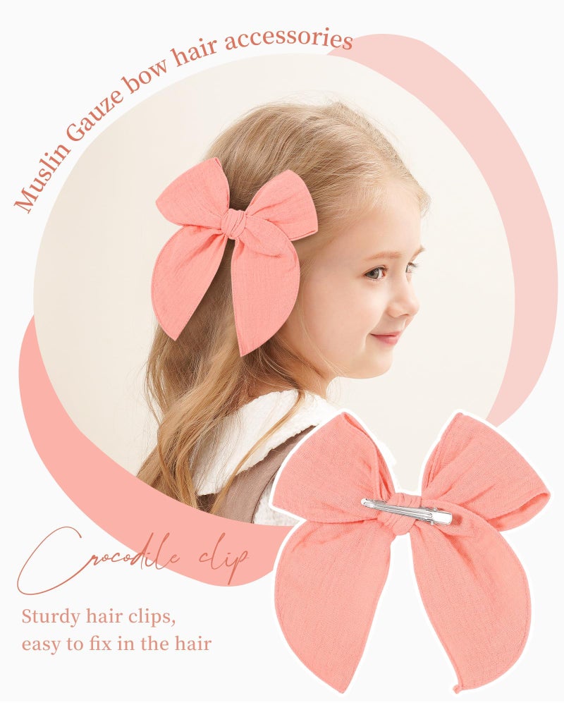 doboi 5.5 Inch 20PCS Baby Girls Fable Hair Accessories: Muslin Gauze Long Tail Hand-Tied Alligator Clips for Toddlers and Kids - Image 3