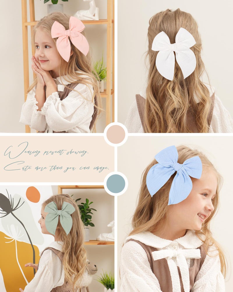 doboi 5.5 Inch 20PCS Baby Girls Fable Hair Accessories: Muslin Gauze Long Tail Hand-Tied Alligator Clips for Toddlers and Kids - Image 4