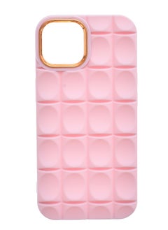 Silicone Back Phone Protection Cover With Ribbed Design And Safety Edges For Iphone 15 - Pink Gold