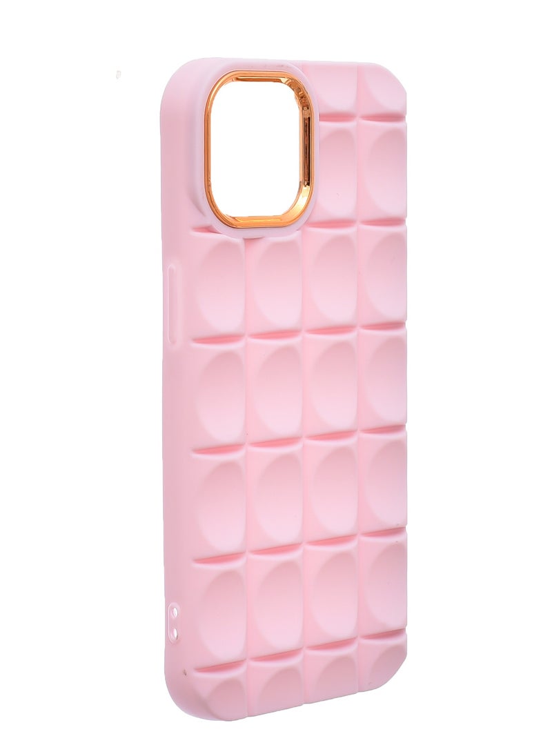 Generic - Silicone Back Phone Protection Cover With Ribbed Design And Safety Edges For Iphone 15 - Pink Gold - Image 1