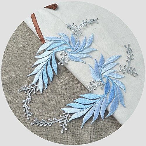 1 Pairs Handmade Applique Embroidered Iron Leaf Flowers Color G