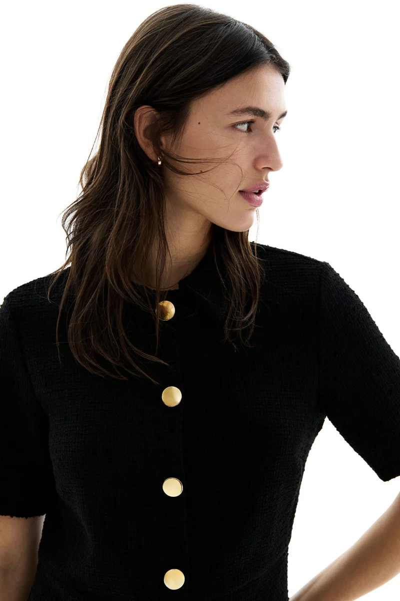 H&M Button-front bouclé dress