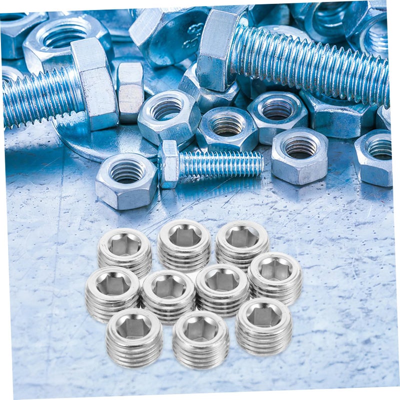 Steel Pipe Plug Caps 10Pcs Threaded Inserts for Pneumatic Air Hydraulic Gas Connectors - Image 5
