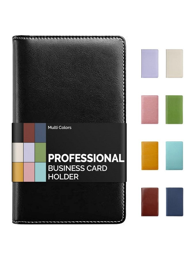 Sooez Leather Professional Business Card Book Holder Organizer, 240 Card Capacity Pu Name Card Credit Cards Booklet (Black) - Image 1