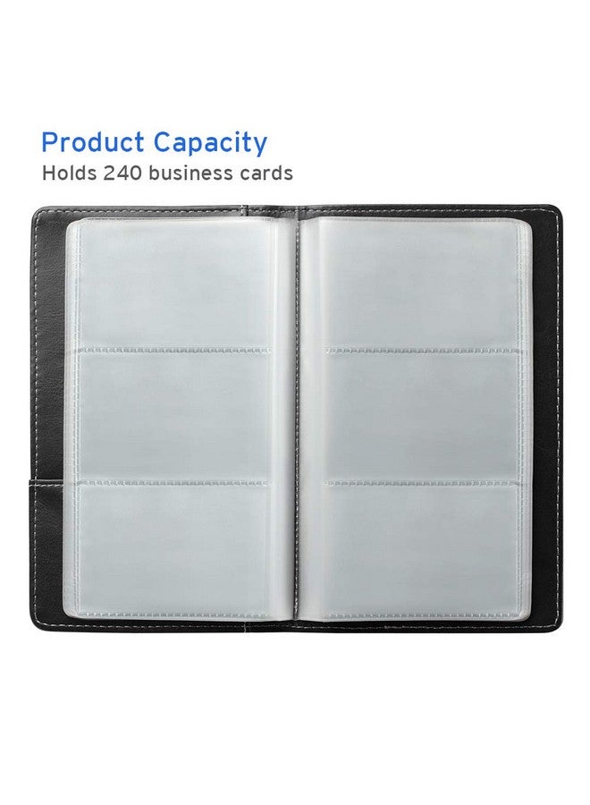 Sooez Leather Professional Business Card Book Holder Organizer, 240 Card Capacity Pu Name Card Credit Cards Booklet (Black) - Image 3