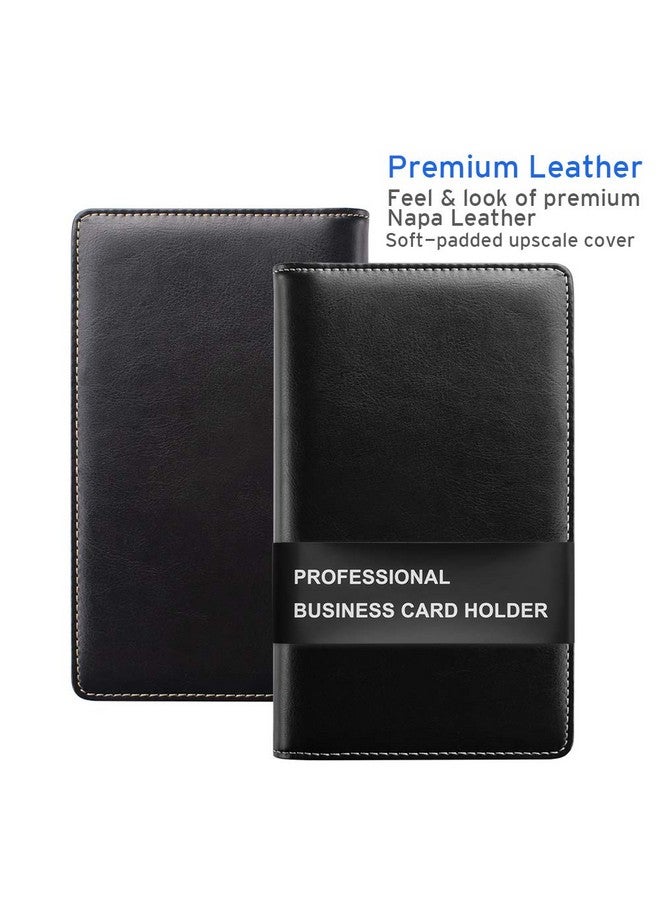 Sooez Leather Professional Business Card Book Holder Organizer, 240 Card Capacity Pu Name Card Credit Cards Booklet (Black) - Image 2